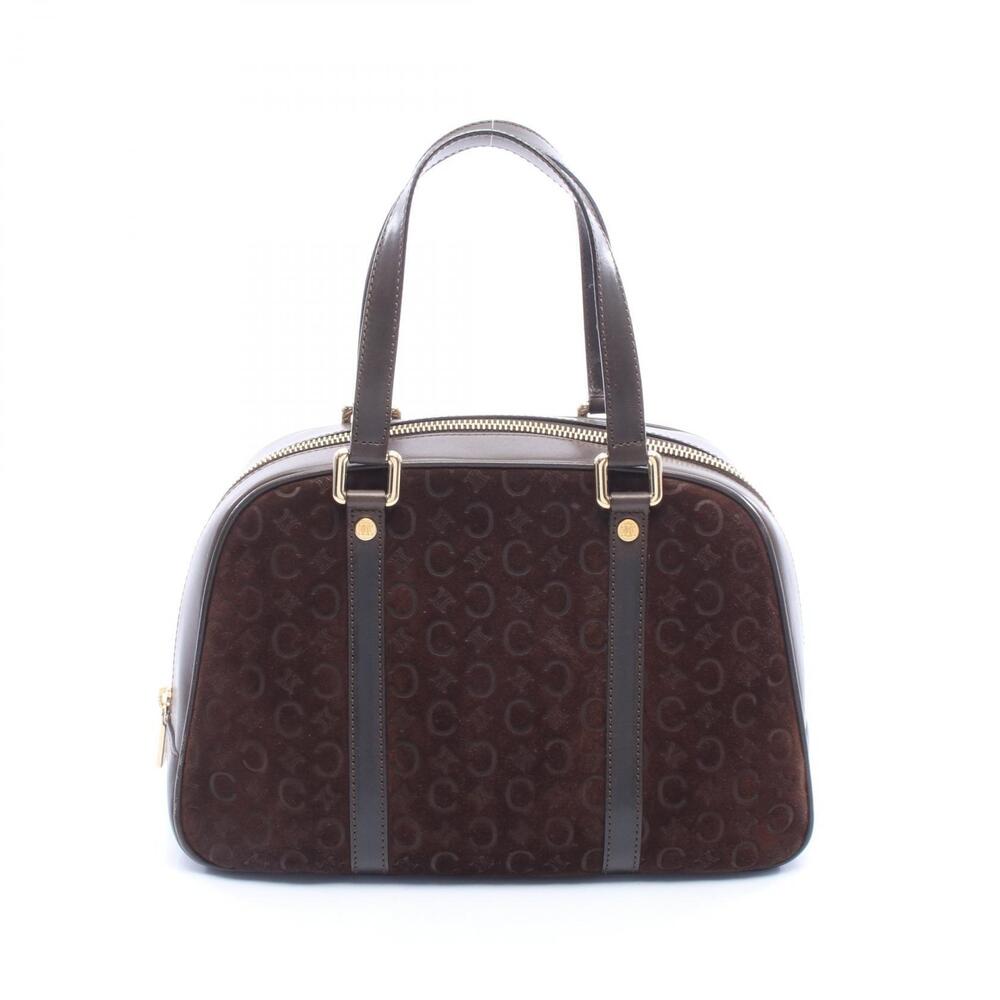 Celine Macadam Handbag Suede Leather Brown